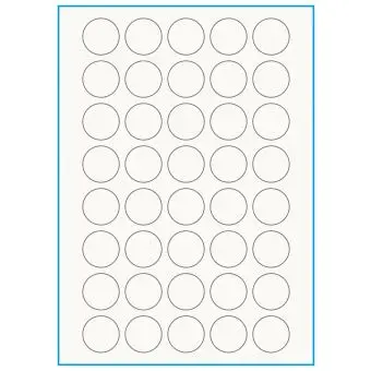 A4-Ø30, 100% resirkulert 40 Utstansede etiketter/ark, Ø30 mm, off-white / matt, 75 ark - 