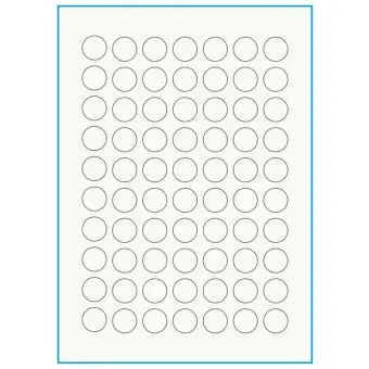 A4-Ø20, 100% resirkulert 70 Utstansede etiketter/ark, Ø20 mm, off-white / matt, 75 ark - 