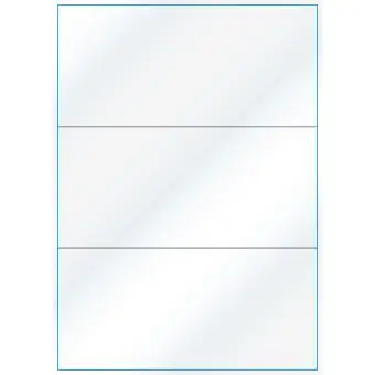 A4-3 slids, 3 Utstansede etiketter/ark, 210,0 x 98,4 mm, hvit/gloss, 100 ark - A-4 etiketter, hvit gloss