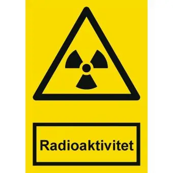 Advarselslabel der signalerer radioaktivitetsfare, ISO 7010 W003 - Sikkerhetsskilt