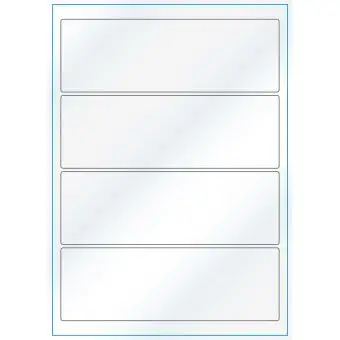 A4-4 smal, 4 Utstansede etiketter/ark, 195,0 x 65,0 mm, hvit/gloss, 100 ark - A-4 etiketter, hvit gloss
