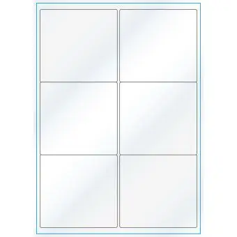 A4-6, 6 Utstansede etiketter/ark, 99,1 x 93,1 mm, hvit/gloss, 100 ark - A-4 etiketter, hvit gloss