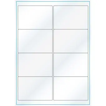 A4-8, 8 Utstansede etiketter/ark, 99,1 x 67,7 mm, hvit/gloss, 100 ark - A-4 etiketter, hvit gloss