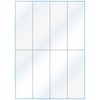 A4-8-smal slids, 8 Utstansede etiketter/ark, 52,5 x 147,6 mm, hvit/gloss, 100 ark - A-4 etiketter, hvit gloss