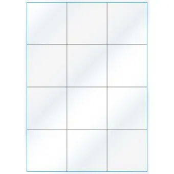 A4-12 slids, 12 Utstansede etiketter/ark, 70,0 x 73,8 mm, hvit/gloss, 100 ark - A-4 etiketter, hvit gloss