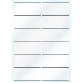 A4-12 smal, 12 Utstansede etiketter/ark, 99,1 x 47,5 mm, hvit/gloss, 100 ark - A-4 etiketter, hvit gloss