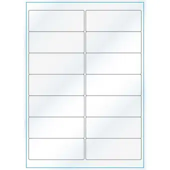 A4-14, 14 Utstansede etiketter/ark, 99,1 x 38,1 mm, hvit/gloss, 100 ark - A-4 etiketter, hvit gloss