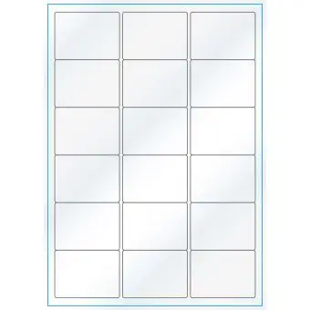 A4-18, 18 Utstansede etiketter/ark, 63,5 x 46,6 mm, hvit/gloss, 100 ark - A-4 etiketter, hvit gloss