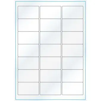 A4-21, 21 Utstansede etiketter/ark, 63,5 x 38,1 mm, hvit/gloss, 100 ark - A-4 etiketter, hvit gloss