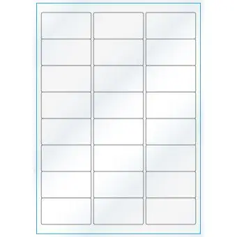 A4-24, 24 Utstansede etiketter/ark, 64,0 x 33,9 mm, hvit/gloss, 100 ark - A-4 etiketter, hvit gloss