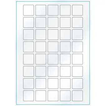 A4-40 kvad., 40 Utstansede etiketter/ark, 30,0 x 30,0 mm, hvit/gloss, 100 ark - A-4 etiketter, hvit gloss