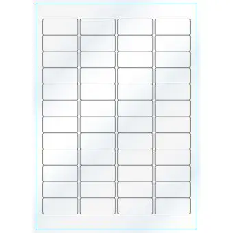 A4-48, 48 Utstansede etiketter/ark, 45,7 x 21,2 mm, hvit/gloss, 100 ark - A-4 etiketter, hvit gloss