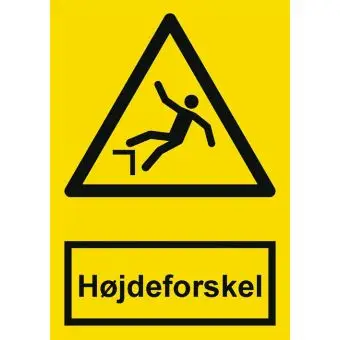 Advarselslabel der signalerer højdeforskel, ISO 7010 W008 - Sikkerhetsskilt