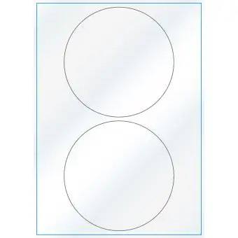 A4-Ø140, 2 Utstansede etiketter/ark, Ø140 mm, hvit/gloss, 100 ark - 