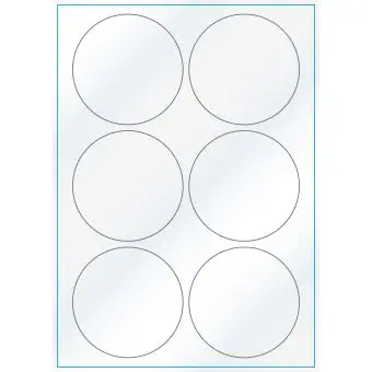 A4-Ø90, 6 Utstansede etiketter/ark, Ø90 mm, hvit/gloss, 100 ark - 