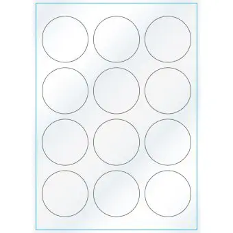 A4-Ø60, 12 Utstansede etiketter/ark, Ø60,0 mm, hvit/gloss, 100 ark - 