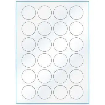 A4-Ø40, 24 Utstansede etiketter/ark, Ø40,0 mm, hvit/gloss, 100 ark - 