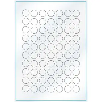 A4-Ø20, 70 Utstansede etiketter/ark, Ø20 mm, hvit/gloss, 100 ark - 