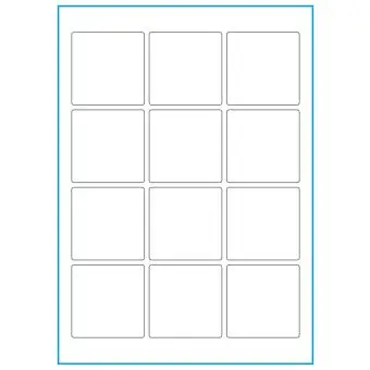 A4-12 kvad., 12 utstansede heavy duty etiketter/ark, 60,0 x 60,0 mm,  50 ark - A-4 etiketter, heavy duty
