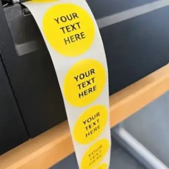 Tekstetiketter rund Ø 32 mm, gul, 1000 stk. - Printshop