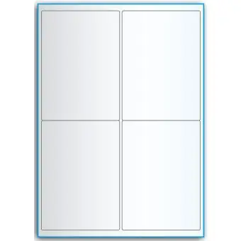 A4-4, 4 Utstansede transparente etiketter/ark, 99,1 x 139,0 mm, 50 ark - A-4 etiketter, gjennomsiktige