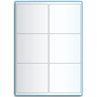 A4-6, 6 Utstansede transparente etiketter/ark, 99,1 x 93,1 mm, 50 ark - A-4 etiketter, gjennomsiktige