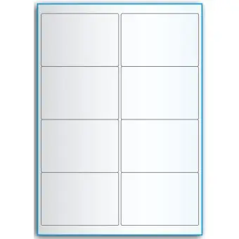 A4-8, 8 Utstansede transparente etiketter/ark, 99,1 x 67,7 mm, 50 ark - A-4 etiketter, gjennomsiktige
