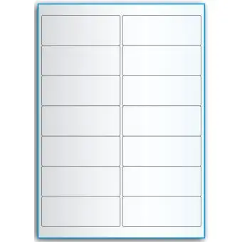 A4-14, 14 utstansede transparente etiketter/ark, 99,1 x 38,1 mm,  50 ark - A-4 etiketter, gjennomsiktige