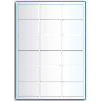 A4-18, 18 utstansede transparente etiketter/ark, 63,5 x 46,6 mm,  50 ark - A-4 etiketter, gjennomsiktige