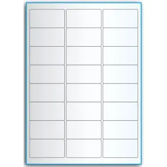 A4-24, 24 Utstansede transparente etiketter/ark, 64,0 x 33,9 mm, 50 ark - A-4 etiketter, gjennomsiktige