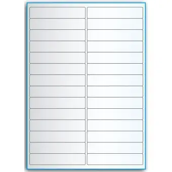 A4-28, 28 utstansede transparente etiketter/ark, 99,0 x 20,0 mm,  50 ark - A-4 etiketter, gjennomsiktige