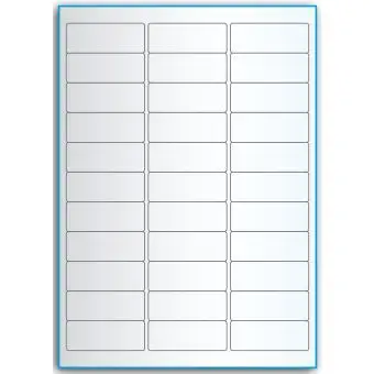 A4-33, 33 utstansede transparente etiketter/ark, 64,0 x 24,3 mm,  50 ark - A-4 etiketter, gjennomsiktige